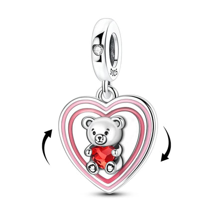 Charm Bead 925 Sterling Silver Heart Starry Sky Family Mother-Daughter-Sister Charm Fit Bracelets Pendant Women DIY Jewelry Gift