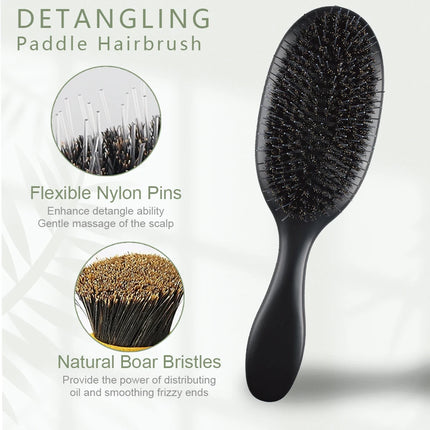 Boar Bristle Hair Brush Nylon Teeth Hair Extension Brush for Women Girl Matte Cushion Brush Hair Styling Smoothing Detangling
