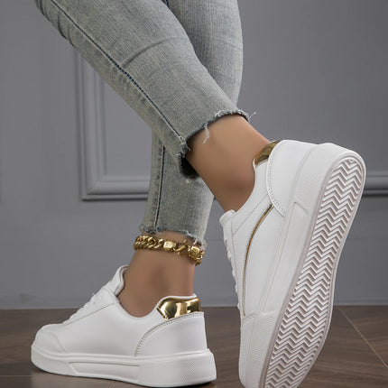 Baasploa Women Casual Sneakers Leather Platform Sneakers for Women Classics Comfort Skateboarding Shoes Non-Slip