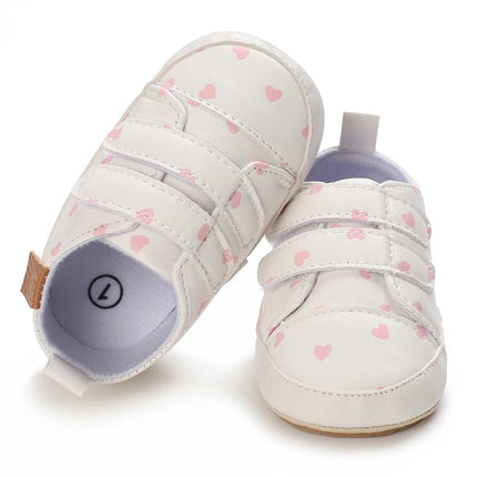 White Baby Shoes Girls Lovely Heart Embroidery Casual Sneakers Non-slip Infant Kids Christening