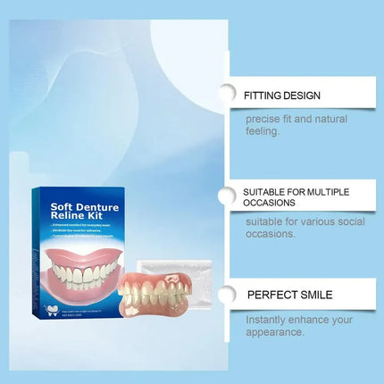 New Denture Silicone Kit Silicone Liners Soft Denture Kit Soft Kit Teeth Upper And Lower Set Easy Use