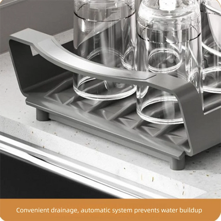 Extendable Dish Drying Rack Large Capacity Space Saving Utensil Storage Holder Hollow Design Dinnerware Organizer Dish Drainer