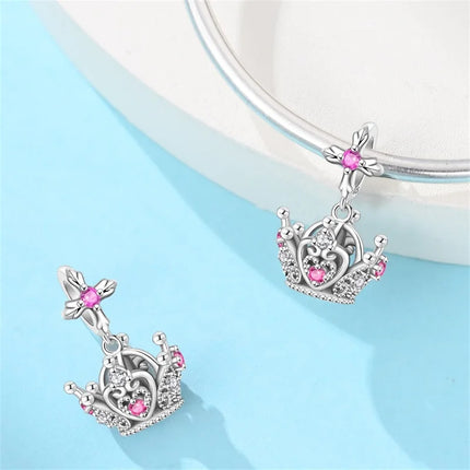 Crown Charms Skull Bead Original 925 Sterling Silver Inlaid Zirconium Pendants Fit Bracelet Necklace Jewelry Lover Gift
