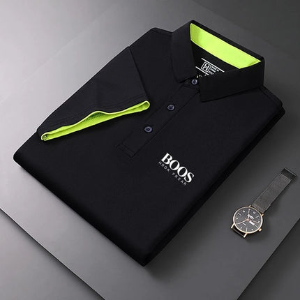 New Men's High-Quality Short-Sleeved Polo Shirt, Summer Fashion, Casual, Sweat Absorbing, Breathable, Cool T-Shirt Top