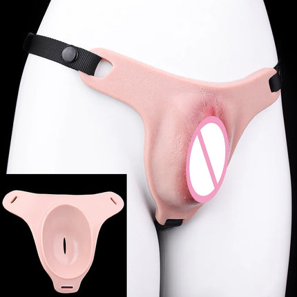 FAAK Silicone Crossdresser Thong Panty Camel Toe Hiding Gaff Shaping Brief Insertable Sexy Fake Pussy Vagina Underwear