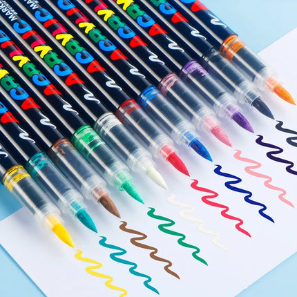 12/24/36/48Colors/set Acrylic Marker Pen Paint Brush Pen Painting Coloring Pen DIY Graffiti Art Making School and Office Supplie