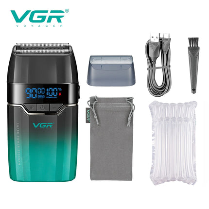 VGR Face Shaver 9000 RPM Foil Shaver LED Electric Shaver Professional Beard Trimmer Reciprocating Shaving Machine for Men V-377