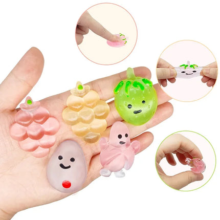 5/10PCS Mini Transparent Fruit Mochi Squishy Stress Relief Toys for Birthday Party Favors Prizes Guest Gifts