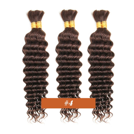 Human Braiding Hair Chocolate Brown 100g Deep Wave Bulk No Weft Human Hair Wigs Bundles for Curly Boho Braiding