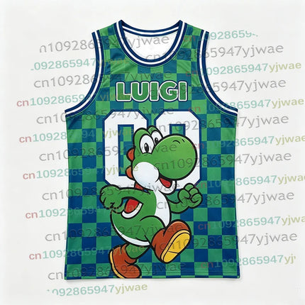 2026 Men Women Super Bros Yoshi Peach Cosplay Sleeveless Vest Summer T-Shirt Kid Cartoon Basketball Vest Top for Anime Fans Gift