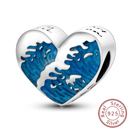 Original 925 Sterling Silver Charm Beads Love Heart Family Charms Pendant Fit Bracelet Charm Women DIY Jewelry Gift