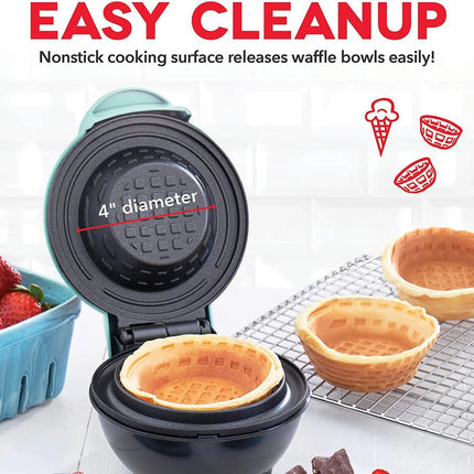 OFENLAI Mini Waffle Bowl Maker Non-Stick Dessert Bowl Machine for Ice Cream Fruit and Snacks