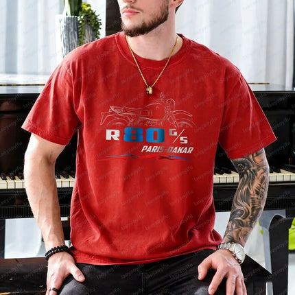 Motorcycle T-shirt for BMW R80G/S Paris Dakar 1984-1987 Fans and Riders Tees Summer Casual Short-sleeve Tees Men's Clothing