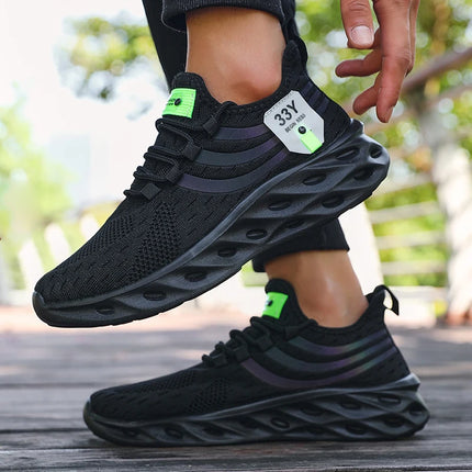 Men's Mesh Running Shoes Breathable Lightweight Sneakers Outdoor Mesh Black Running Shoes Athletic Jogging Tenis Walking Shoes