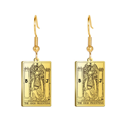 Classic Tarot Cards Stainless Steel Drop Earring for Women Sun Moon Star Lovers Divination Tarot Jewelry Birthday Gift