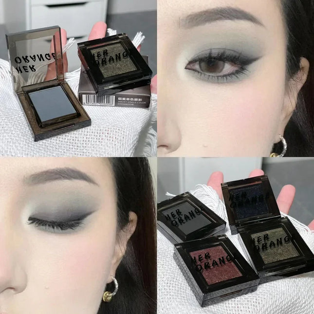 Smoky Blue-gray Eye Shadow Palette Sweet Cool Single Color Mini Eyeshadow Palette Pearl Matte Shimmer Brightening Eyes Makeup