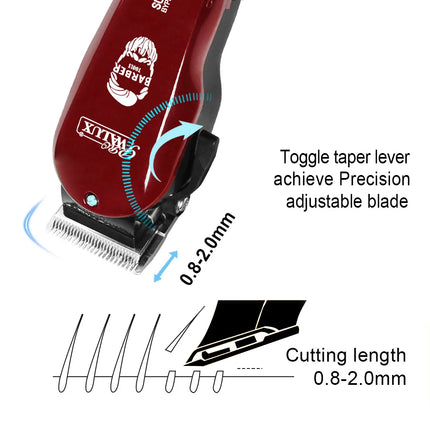 WALUX Professional AC Hair Clipper, 10W Strong Power 2M Cord with 8 Adjustable Guide Combs for Men Home Barber Haircuts