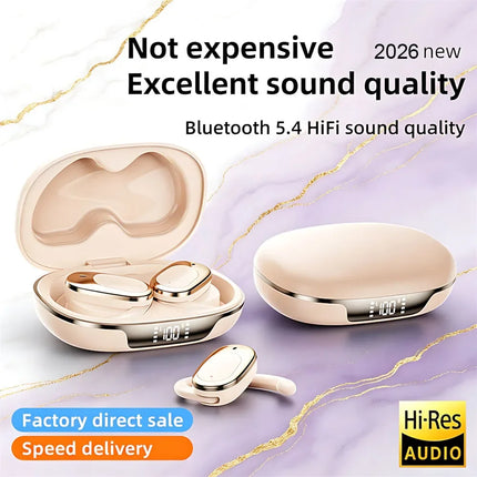 Bluetooth Headsets Electroplated Ear Hook Wireless Sports Earphone HiFi Stereo Long Battery Life Digital Display Open Headphones