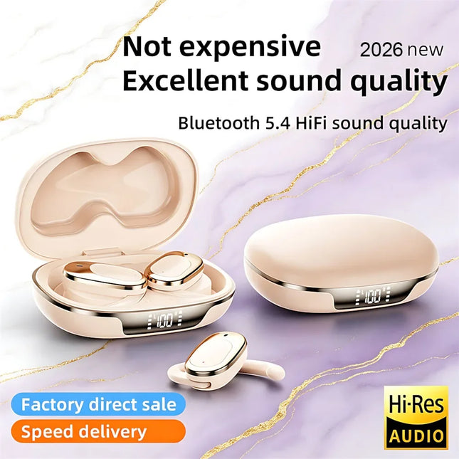 Bluetooth Headsets Electroplated Ear Hook Wireless Sports Earphone HiFi Stereo Long Battery Life Digital Display Open Headphones