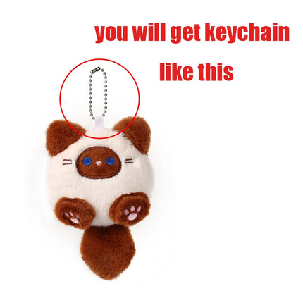 Stuffed Coffee Cat Plush Keychain Creative Soft Fluffy Animal Plush Key Chain Colorful Ins Cat Plush Doll Children Gift