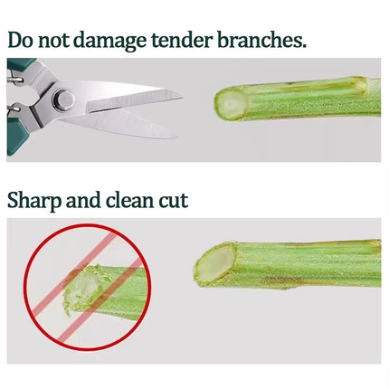 Non-slip Grip Stainless Steel Straight Head Garden Shears Practical Manual Scissors for Outdoor Plants and Bonsai Trimming