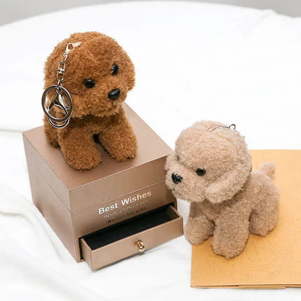 Cute Teddy Dog Plush Keychain Small Pendant Kids Toys Backpack Hangings Stuffed Animals Christmas Birthday Gifts