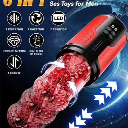 Automatic Male Masturbator Telescopic Rotation Men Masturbation Cup LCD Digital Simulation Blowjob Masturbator Sex Toys for Men