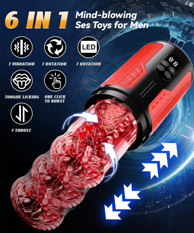 Automatic Male Masturbator Telescopic Rotation Men Masturbation Cup LCD Digital Simulation Blowjob Masturbator Sex Toys for Men