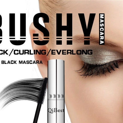 Qibest Silver Tube Mascara Waterproof Long & Curling Black Eyelashes Easy Removal No Dizziness Everlastingly Lasting