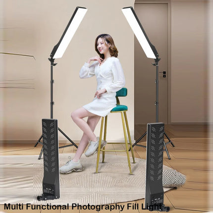 LED Rectangular Video Light Dimmable Continuous Photography Lighting Kit , Long Arm Tripod Stand for Photo Studio Desktop