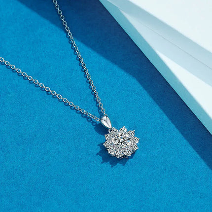 Sunflower Necklace Pendant 2CT Moissanite Women's PT950Platinum-Fine bezel setting, bright fire,hypoallergenic,for dress outfits