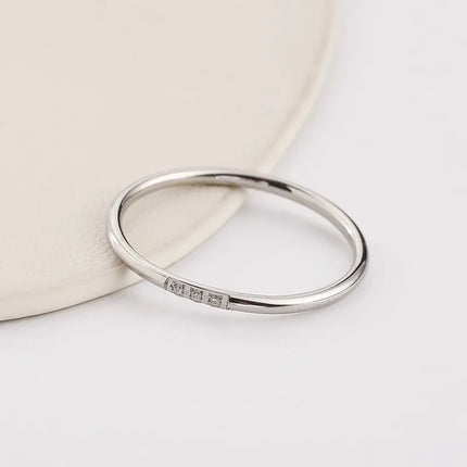 1mm Thin Stainless Steel CZ Inlay Stackable Ring Wedding Band for Women Girl Size 3-10