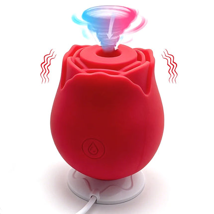 G-spot Dildo Clitoris Stimulating Sucking Female Sex Toy 10 Speed Rose Suker Vibrator USB Rechargeable Rose-shaped Mini Massager