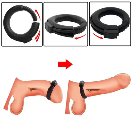 Male Adjustable Silicone Penis Cock Ring Enhancer Prolonging Delay Ejaculation Adjustable Male Chastity Device White Black