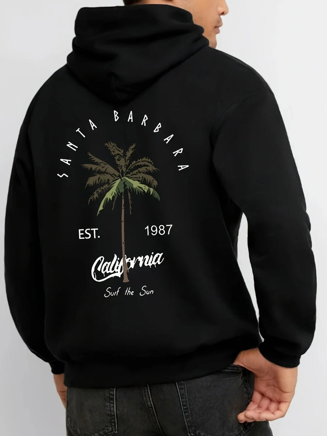Tropical Palm Tree Print Fashion Men Women Long-sleeve Hooded Sweatshirt Autumn Winter Daily Casual Loose Street Warm Sportswear