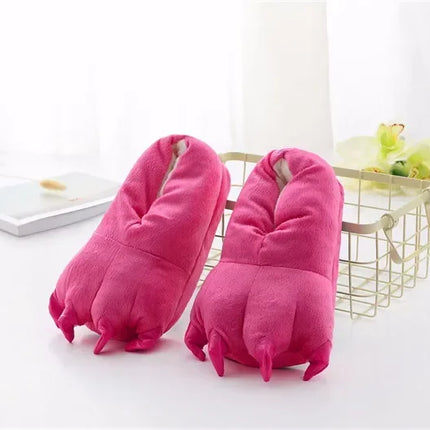 Winter Soft Warm Monster Dinosaur Paw Funny Slippers for Men Women Kids Parent-child Home House Slipper Shoes Room Cotton Shoes