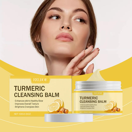 EELHOE Turmeric Cleansing Balm Makeup Remover Moisturizing Facial Pore Cleaning the Skin Refreshing Lemon Makeup Remover Balm