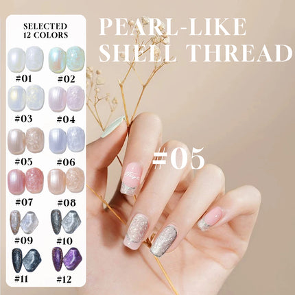 MIANEL 12ML Mother-of-Pearl Mermaid Shimmer Thread Gel Polish 2026 Spring-Summer Collection Fine Glitter Aurora Pearl Nail Art