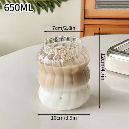 Transparent Glass Cup Exquisite Heat-resistant Tumbler Tea Juice Milk Coffee Mug Water Glasses Stripe Mug Drinkware 350ml-865ml