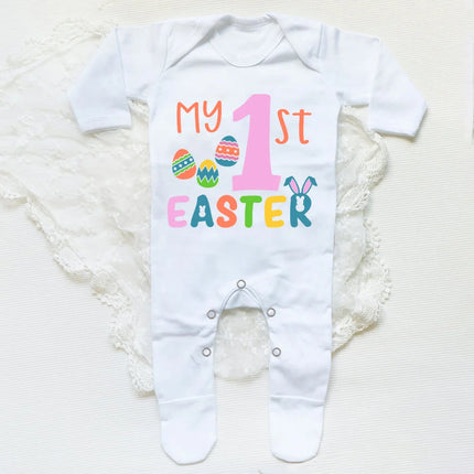 My First Easter Bunny Print Baby Bodysuit Babygrow Sleepsuit Rabbit Infant Long Sleeve Outfit Clothes Infant Easter Party Romper