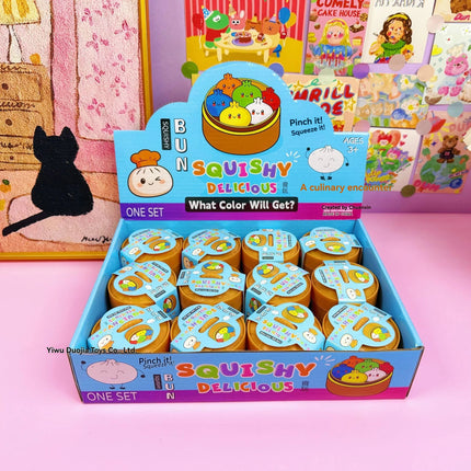 Hot selling multi-color smiling face buns with kneading music and steaming basket, stress relieving food toys, venting toys, str