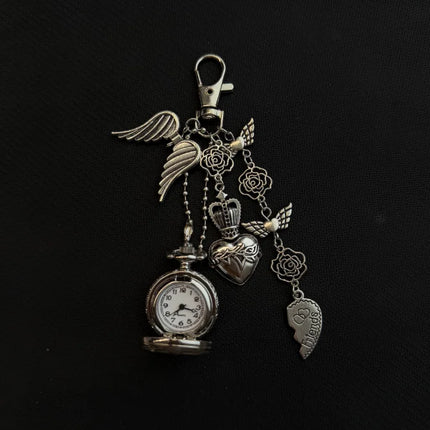 Original Hollow Heart Pocket Watch Chain Keychain Design Steampunk Clock Vintage Necklace Pendant Jewelry Watch Men Women Gift