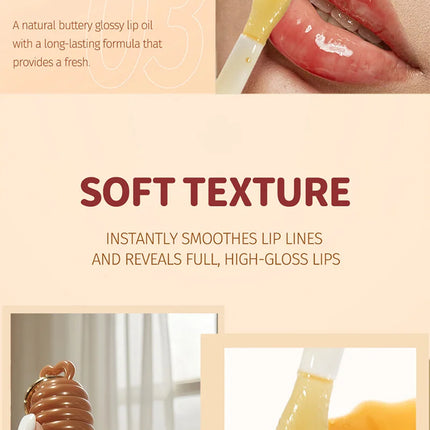 Sam Sugar Honey Lip Oil Deeply Moisturizes and Improves Lip Lines, Offering Both Lip Gloss and Lip Balm Functions, with a Transparent Texture That Gives a Refreshing Feel, Long-Lasting Hydration and Moisture-Locking Propertie