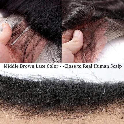13x4 Transparent Lace Frontal pre plucked Straight Body Loose Water Deep Curly 4x4 Lace Closure Remy Human Hair 8-20 Inch