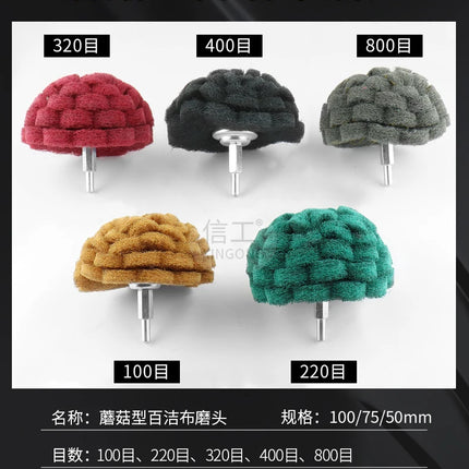 Mushroom-shaped Bacter Cloth Grinding Head with Handle, Nylon Fiber Polishing Wheel, Rust Removal and Grinding Tool
