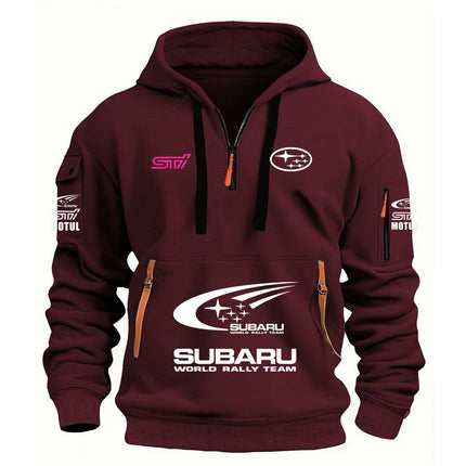 2026 New SUBARU Racing European Size Autumn/Winter Men's Hooded Kangaroo Pocket Hooded Sports Fleece Hoodie Top Coat