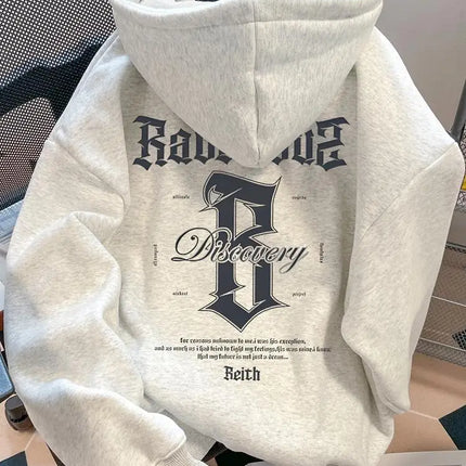 American High Street Jimo Stylish Hooded Autumn Winter Fleece Warm Trendy Brand High-end Casual Adult Men's Daily Versatile Soft