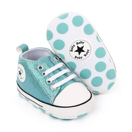 2024 Newborn Sequined Canvas Baby Sneakers Casual Baby Boys Girls Toddler Multi-Color Soft Sole Non-slip Walking Shoes
