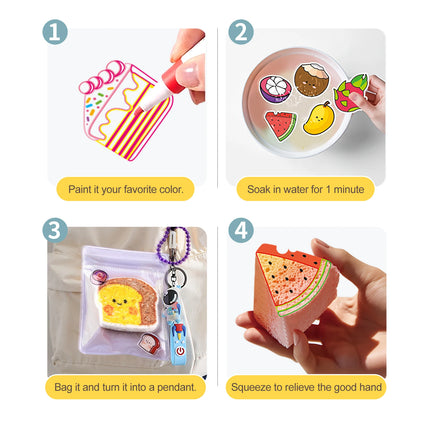 3D Foam DIY Squishy Kit for Kids, Parent-Child Interactive Toy, Fruit and Dessert Series Shapes