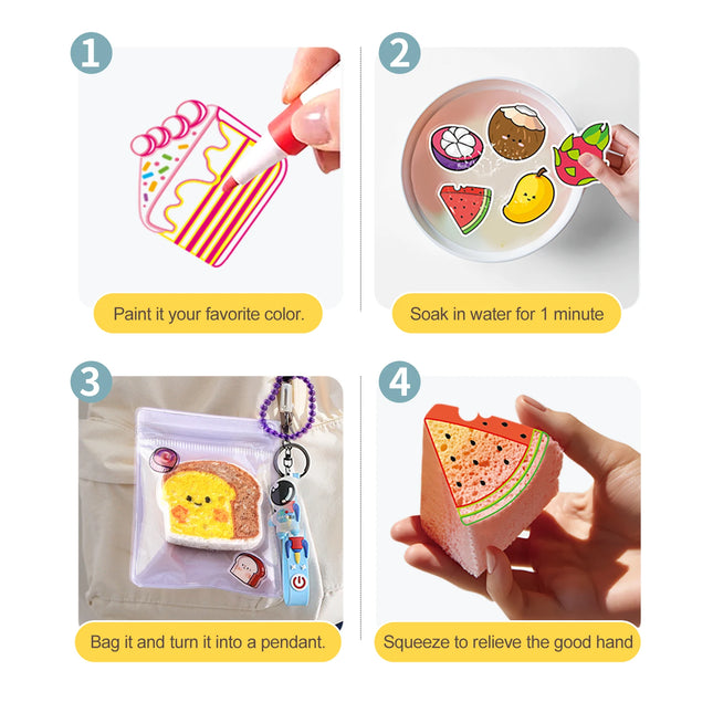 3D Foam DIY Squishy Kit for Kids, Parent-Child Interactive Toy, Fruit and Dessert Series Shapes